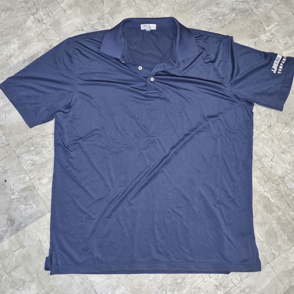Peter Millar Summer Comfort Large Polo Shirt Mens Short Sleeve Golf Navy Blue